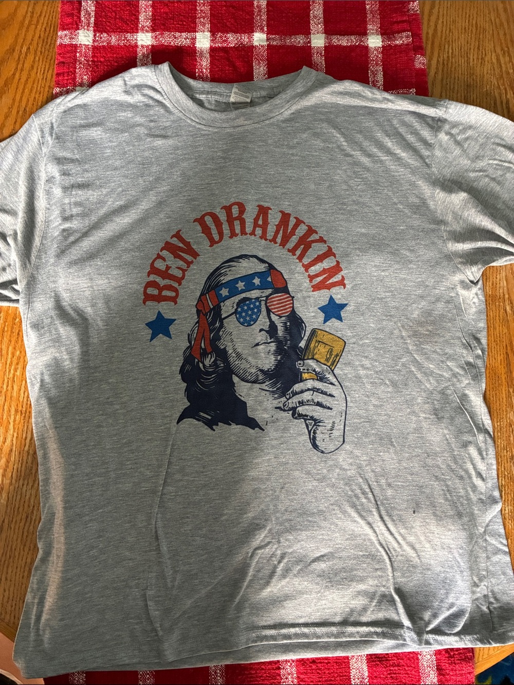 Source Unknown Light Gray 'Ben Drankin' Graphic Tee with Patriotic Print